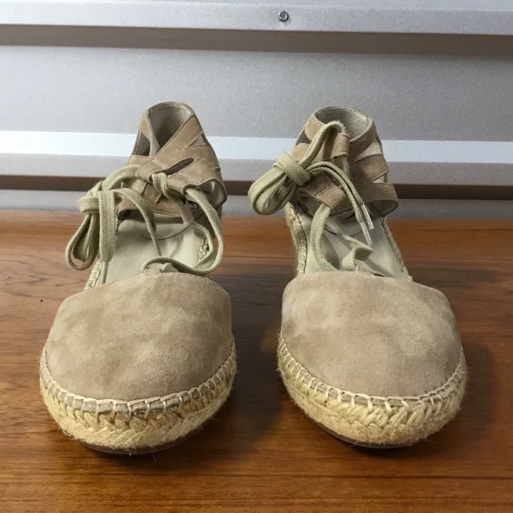 Abeo Women Dee Tan Suede Lace Up Fisherman Bio System Espadrilles Sandal Size 7